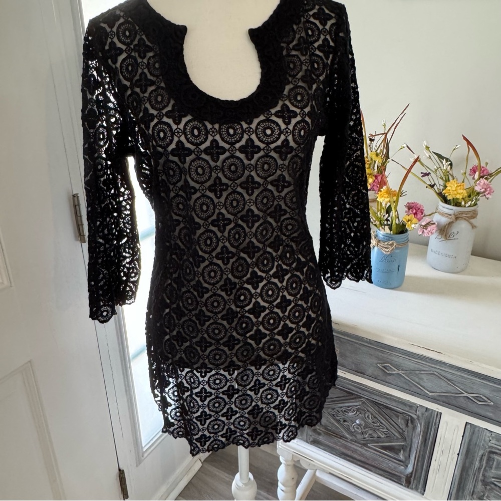 Laundry By Shelli Segal Black Lace Cover-Up – Size Large